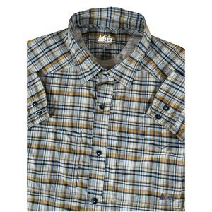 REI‎ Co-Op Blue Plaid Performance Vented Long Sleeve Lightweight Shirt Men's L